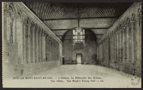 Le Mont-Saint-Michel - L'abbaye. Le réfectoire des moines. The abbey. The monk's dining hall - LL 