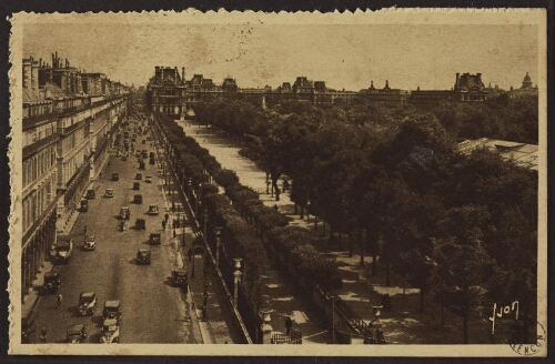 Perspective sur la rue Rivoli, les Tuileries et le Louvre 