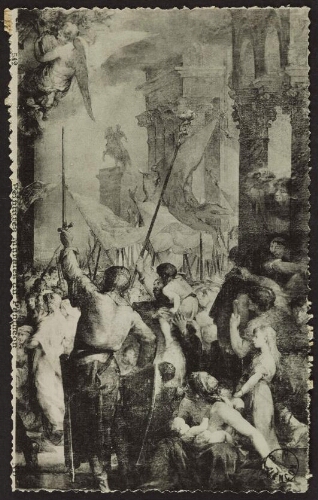 Peintures murales du Panthéon. Henri Levy - Couronnement de Charlemagne par le pape Léon III. Coronation of Charlemagne by the pope Leon III. ND 
