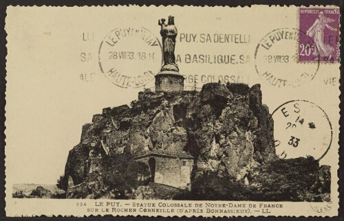 Le Puy. - Statue colossale de Notre-Dame de France sur le rocher Corneille (d'après Bonnassieux). - LL 