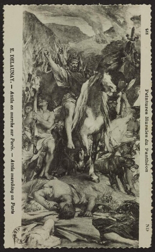 Peintures murales du Panthéon. E. Delaunay. - Attila en marche sur Paris. - Attila marching on Paris. ND