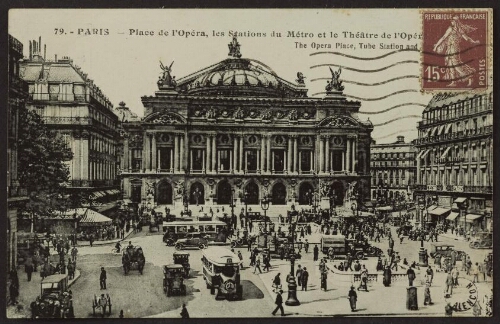 Paris. - Place de l'opéra, les stations du métro et le théâtre de l'opéra. The opera place, tube station and great opera 