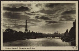 Paris au crépuscule. Perspective sur la Seine 