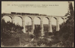 Le viaduc de Pontempeyrat (Hte-Loire). - Vallée de l'Ance du Nord. Passage d'un train P.-L.-M. (Ligne Bonson-Sembadel) 