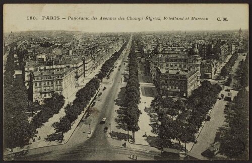 Paris - Panorama des avenues des Champs-Elysées, Friedland et Marceau 