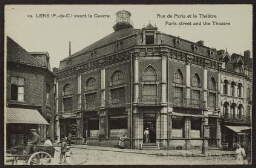 Lens (Pas-de-Calais) avant la guerre - Rue de Paris et le théâtre. Paris street and the theatre