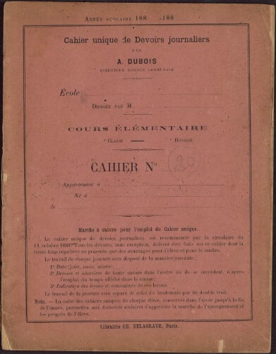 Voyage au Cambodge 1886-1887. 20. Cahier n°20 : « Le bon vieux temps »