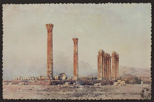 Vue occidentale des colonnes du temple de Jupiter - Athènes 