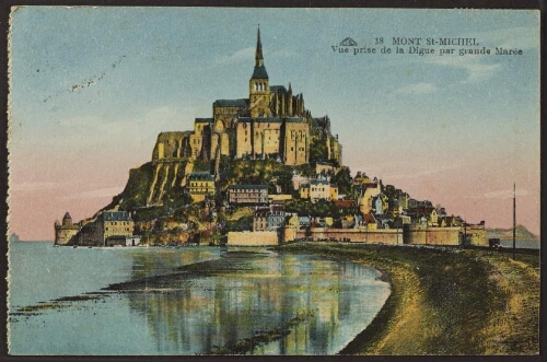 Mont-Saint-Michel - Vue prise de la digue par grande marée 