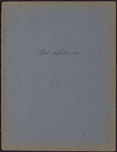 Voyage au Cambodge 1886-1887. 16. Cahier n°16 : « 1887 – Août / Septembre »