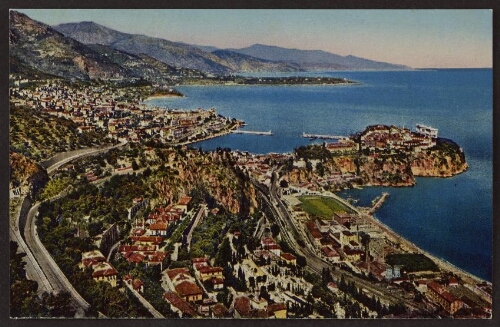 Vue générale de la principauté de Monaco, du Cap-Martin et la côte italienne 