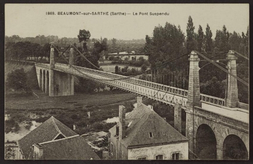 Beaumont-sur-Sarthe (Sarthe) - Le pont suspendu 