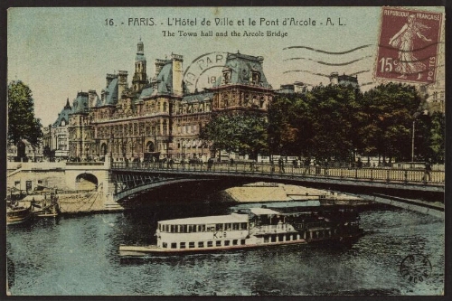 Paris. - L'Hôtel de ville et le pont d'Arcole - A. L. The town hall and the Arcole bridge