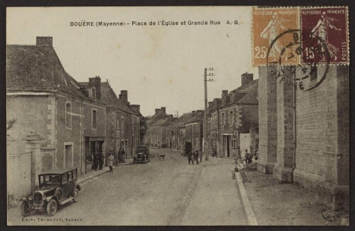 Bouëre (Mayenne) - Place de l'église et Grande rue A. B. 